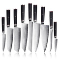 Amber Wholesale Japanese Knife Set Black G10 Handle Sanmai VG10 Steel 9pcs Set of Kitchen Knives for Professional Chef