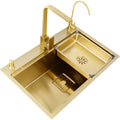 Gold Stainless Steel Sink Large Single Kitchen Sink Household Dish Washing Basin Dish Washing Basin Above Counter 60x46cm