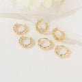Wholesale Fashion Brass 14K Gold Plated Personalized Small Beaded Round Twisted Hoop Earring Women's Jewelry Huggie Earrings