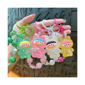Wholesale Creative Luminous Frog Baby Beaded Keychain Exquisite and Cute Bag Accessories Car Pendant Small Gift