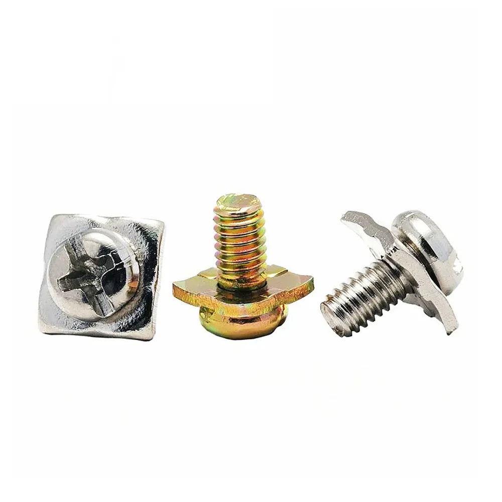 Customized Stainless Steel Terminal Block Screws M2-M5 Pan Head Square Pads Washer Phillips Cross Recess Zinc Plated Metric Inch