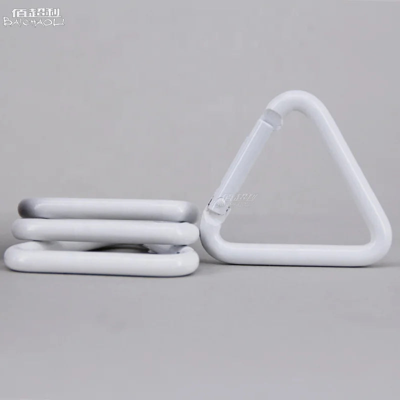 Baichao Customizable 5# White Triangle Aluminum Alloy Carabiner Spring Hook Anodic Oxidation Finish Laser Logo Mining Heavy