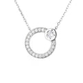 2023 Unisex 925 Sterling Silver Elegant Hollow Circle Pendant Necklace Sparkling Moissanite Fine Jewelry Featuring Link Chain