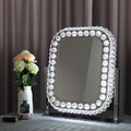 2024 Modern Square LED Glass Beauty Mirror with Crushed Diamond Crystal Aluminum Alloy Frame Simple Style Cosmetic Birthday Gift