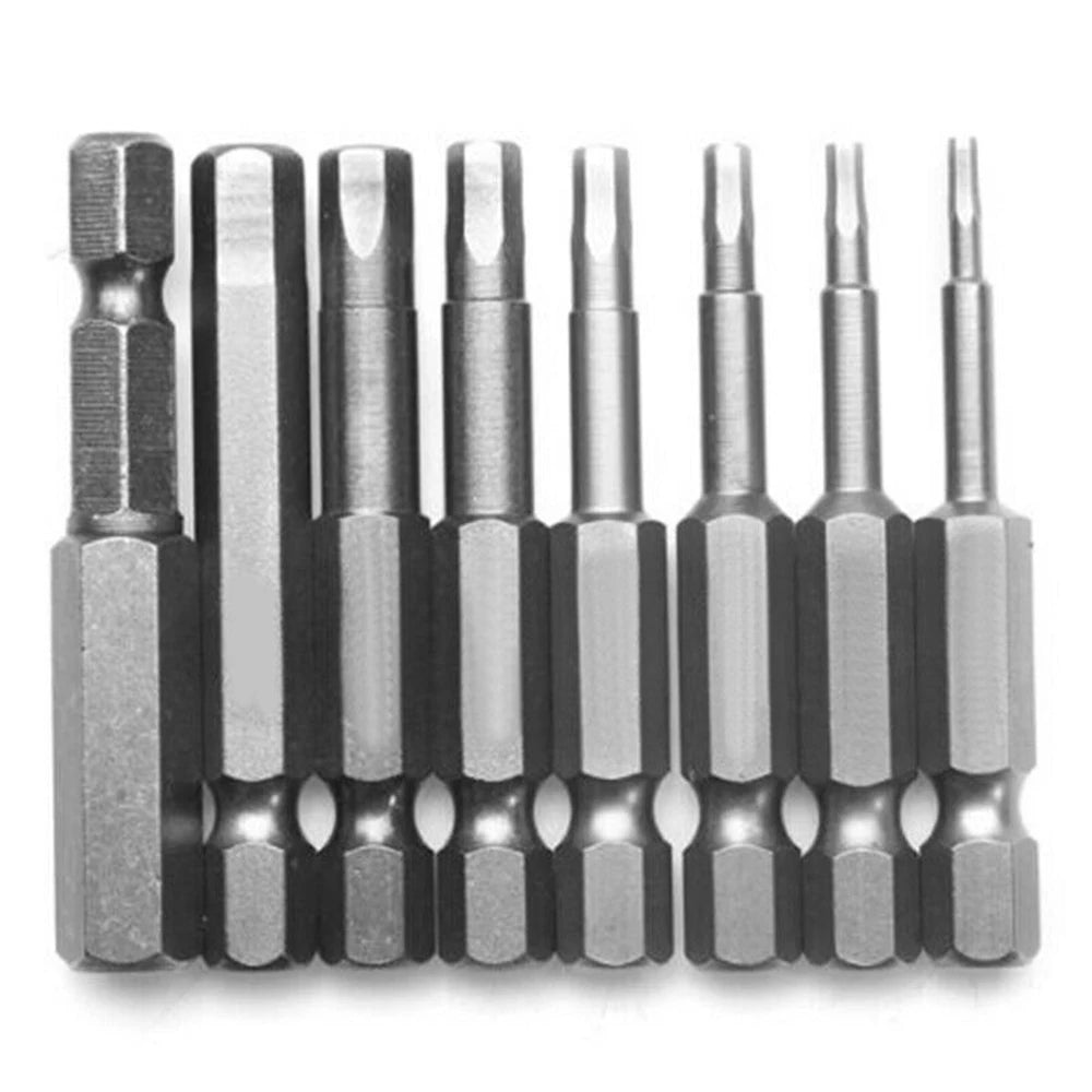 8Pcs Plain Key Screwdriver Bit Set H1.5-H8 50mm 1/4" Hex Shank Quick Connect Magnetic Head OEM Customizable DIY Hand Tools