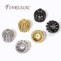 18K Gold Plated Brass Zircon Crown Beads Caps DIY Earrings Charms Jewelry Making Findings Bracelets & Tassel Bead Cap