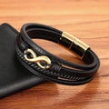 Cross Style Multi Layer Design Stainless Steel Fashion Men's Leather Bracelet Classic Gift for Men 5 Different Styles Choose