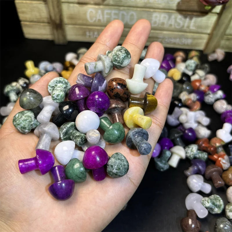 Wholesale Gemstone Mushroom Crystal Crafts Mixed Material Mini Mushroom for Decoration