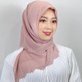 Factory Wholesale in Cheap Price Solid Color Hijab Women Square Shape With Diamonds Lace Scarves Muslim Accessories
