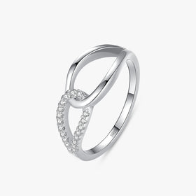Ailmay Genuine 925 Sterling Silver Geometric Design Ring Classic Clear Zirconia Finger Rings Fine Female Fashion Jewelry