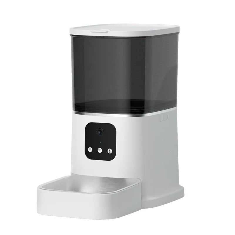 Large 6L Automatic Pet Feeder Video Version Timed Food WiFi Remote Control Dispenser Dog Cat Food Container Made Plastic Battery