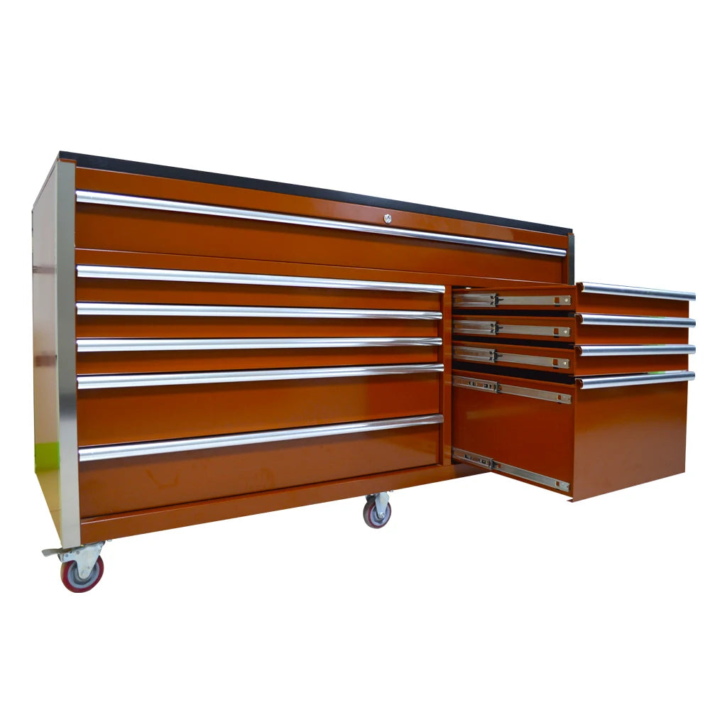 Black Movable Metal Tool Cabinet with 10 Drawers Includes Hand Tool Set & Stainless Steel for Storage OEM Customizable