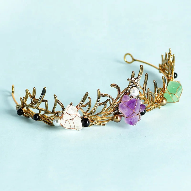 Elf Princess Gemstone King Cartoon Cute Thin Edge Trendy Crown Headband Crystal Hair Accessory for Women