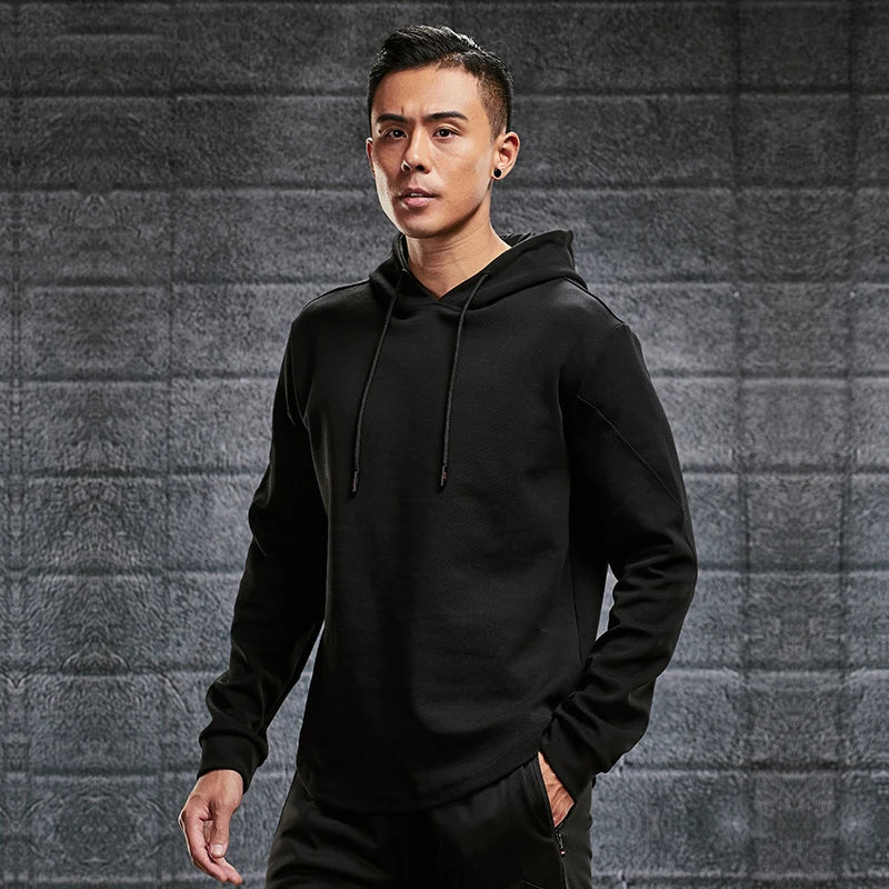 Men Street Wear Hoodie Fashion Casual Curved Hem Plain Hoodies Custom Logo Athletic Training Hoodie for Men