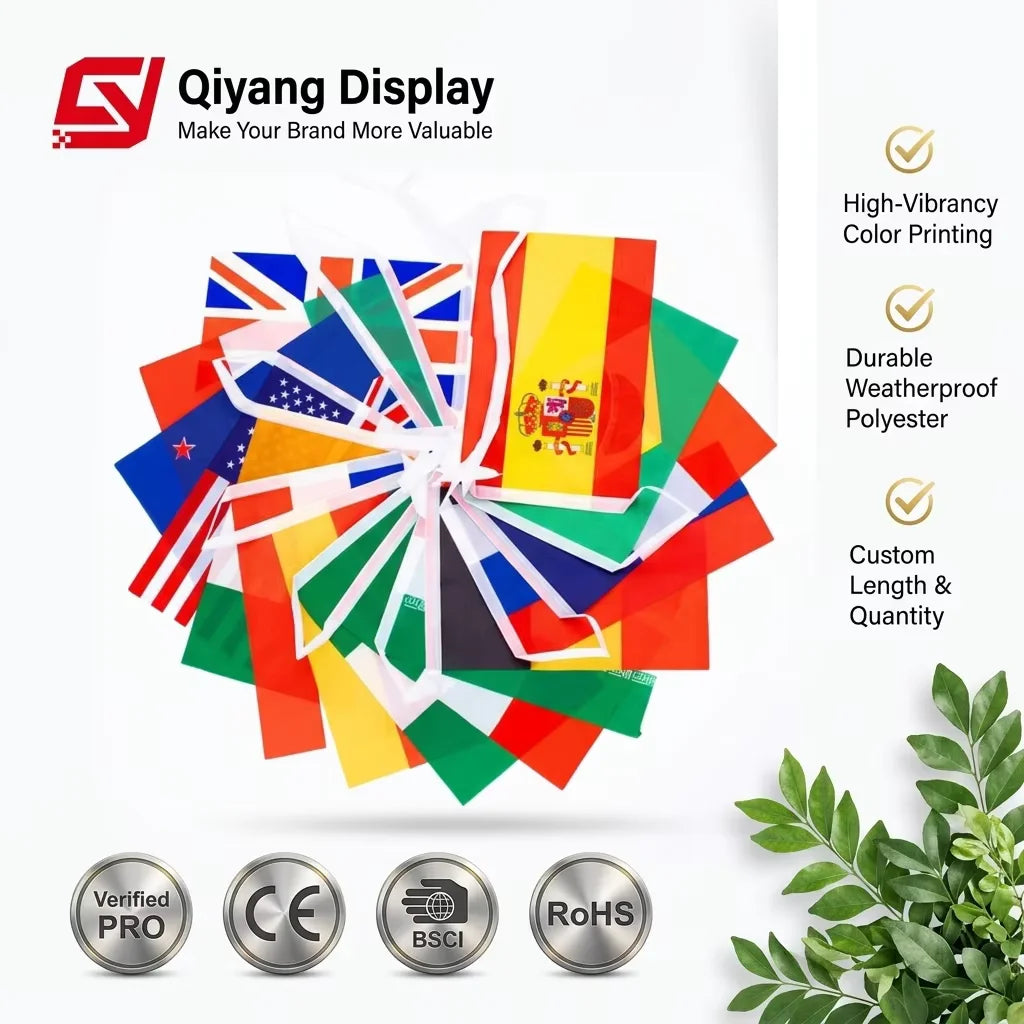 Manufacturer Wholesale Digital Printing Good Quality Best Price 100% Polyester Bunting String Flags Banners