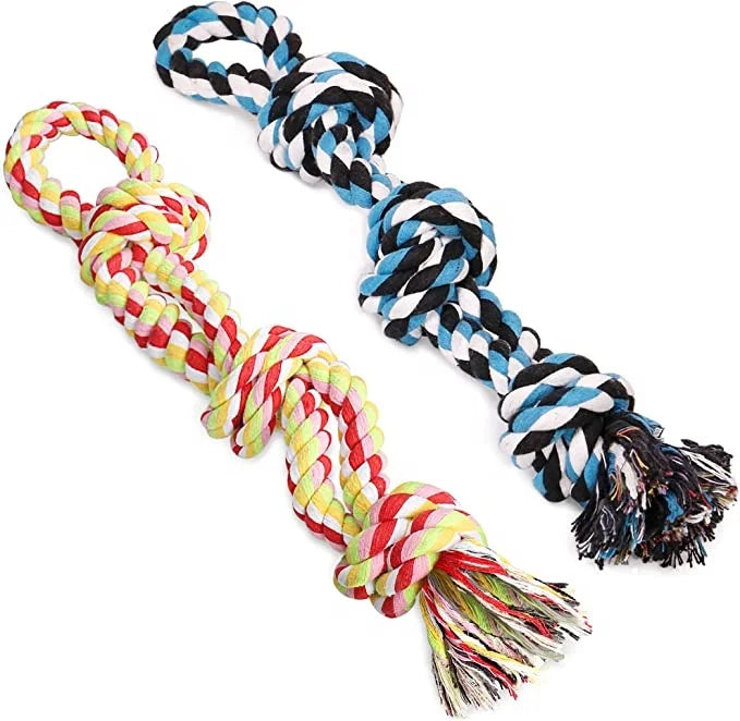 3 Knots Dog Rope Toys Cotton Rope Indestructible Dog Chewing Toys  for Medium Large  Dogs