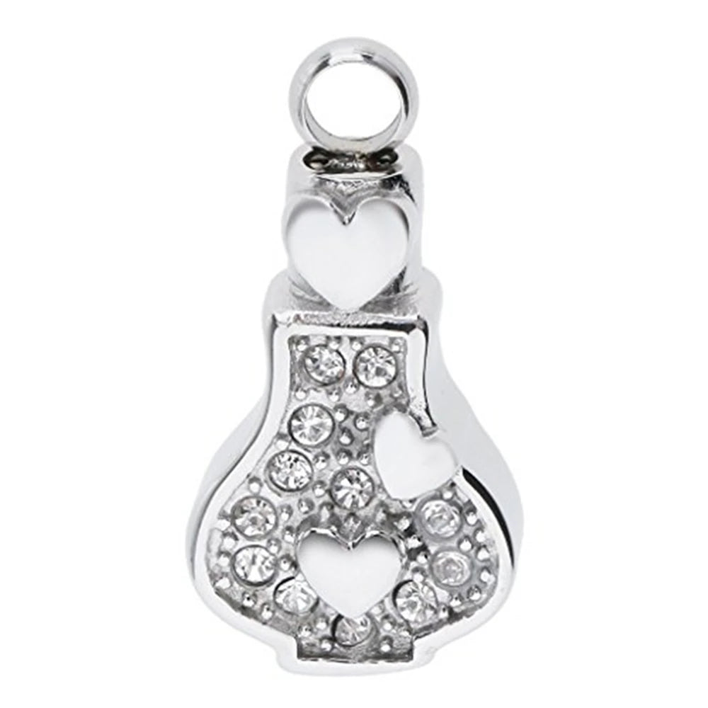 Stainless Steel Necklace Heart Bottle Pendant Ash Holder Sanskrit Amulet Cremation Urn Jewelry Keepsake Memory Crystal Magic Urn