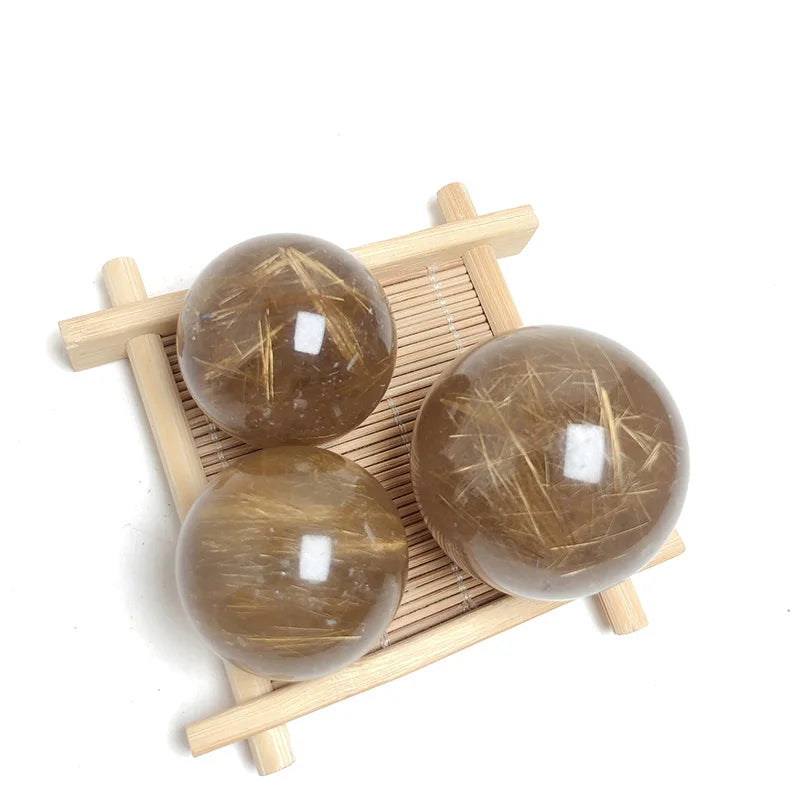 Highly Quality Natural Gold Rutilated Quartz Crystal Sphere for Decoration
