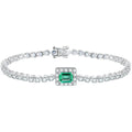 Fashion Jewelry Colobian Emerald Bracelete Charm 925 Silver Emerald & Moissanite Tennis Bracelet for Girl