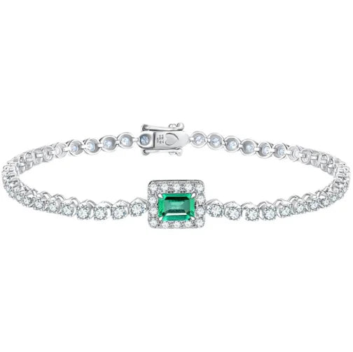 Fashion Jewelry Colobian Emerald Bracelete Charm 925 Silver Emerald & Moissanite Tennis Bracelet for Girl