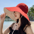 Wholesale Wide Brim Fisherman Hat Beach Vacation UV Sun Cap Reversible Cotton Women Summer Bucket Hat