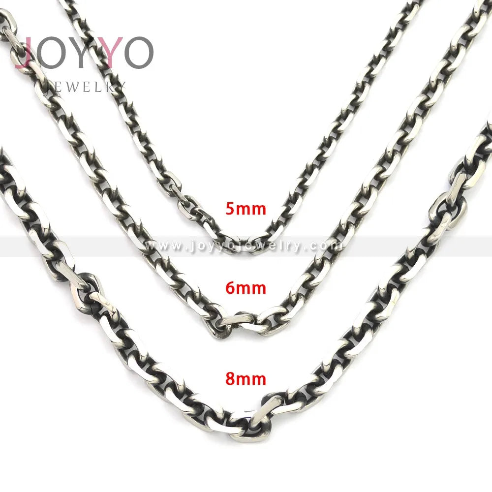 O Shape 5mm 6mm 8mm Stainless Steel Chain Necklace Boys Men's Cable Chain Punk Basic Men's Jewelry