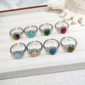 2024 New Arrivals Natural Gemstone Tiger Eye Rose Quartz Blue Kyanite Ring Crystal Labradorite Silver Ring Jewelry for Women