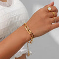 Classic Ins Style Stainless Steel 18K Gold Plated Thin U Shape Link Chain Bracelet Water Resistant Jewelry for Women