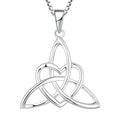 925 Sterling Silver Good Luck Irish Celtic Knot Claddagh Triangle Heart Pendant Necklace for Weddings