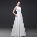 Long Style Satin White Temperament Elegant Ball Gowns Wedding Prom Dresses