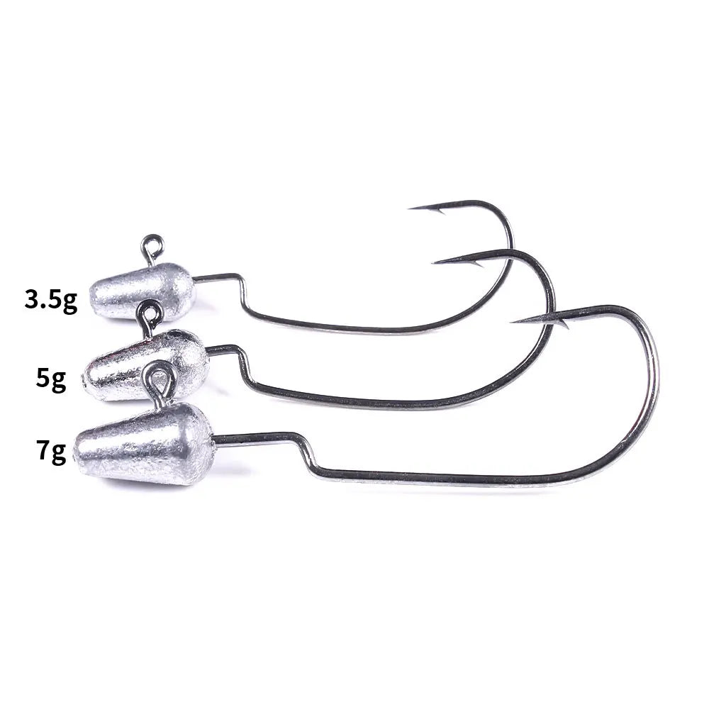 Wholesale JI111 3.5g 5g 7g 5pcs/bag Lead Jig Head Crank Fishing Hooks
