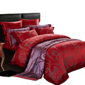 Red Luxury Adult Pillow Cases Cotton Jacquard Bed Sheet Quilt Cover Home Textile Bedding Set