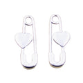 Can't Opened Pin Brooch With Heart Charms Antique Silver Color Alloy Charms Pendant for Jewelry Making 30x12MM