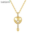 LUOTEEMI Luxury Flower Zircon Necklace Women CZ Stone Gold Plated Jewellery Pendant Necklaces