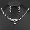 SLBRIDAL Luxury Sparkling Tree Branch Style Bridal Cubic Zircon Necklace Earring Set Wedding CZ Jewelry Set Women Prom Jewelry