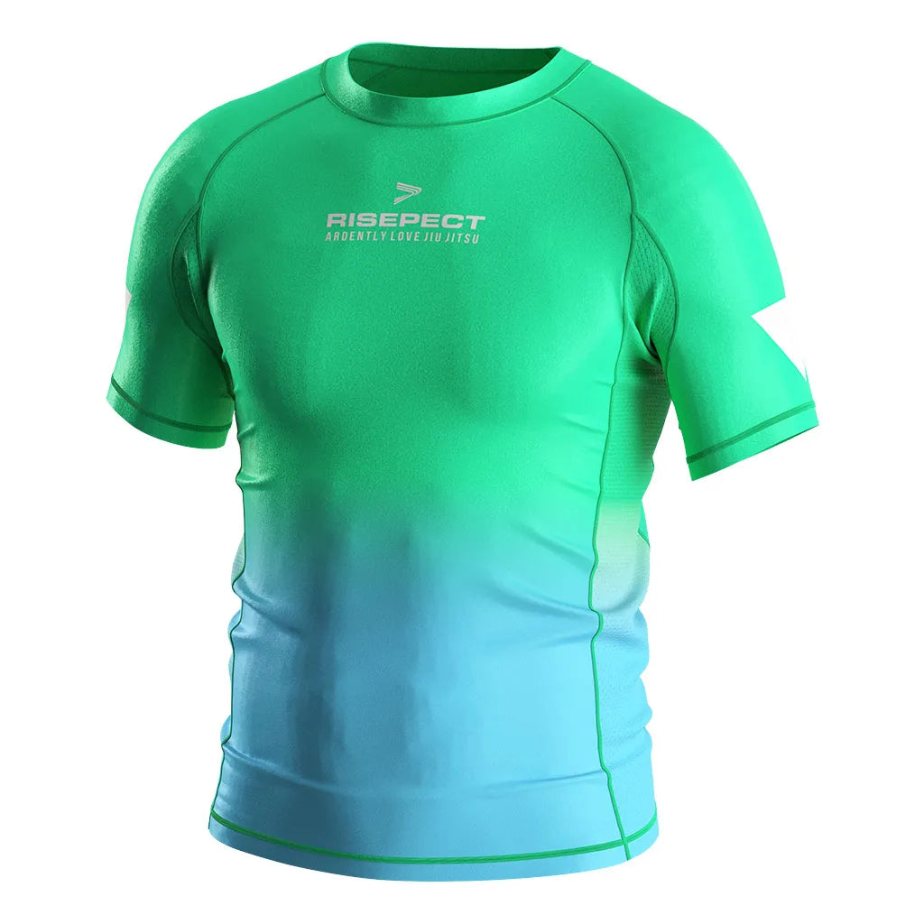 Gradient Deer Pattern Rash Guard - Men's Performance Compression Shirt for MMA Wrestling Jiu Jitsu & More
