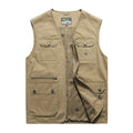 Classic Men Casual Vest Collarless Vests & Waistcoats Practical Utility Cotton Sleeveless Coat