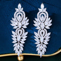 New Arrivals Vintage Wedding Party Costume Jewelry Accessories Gorgeous Cubic Zirconia Big Long Luxury Bridal Earrings for Women