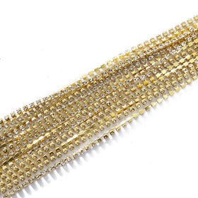Wholesale Metal 2mm 2.5mm 2.8mm 3mm Glass Stone Chain Rhinestone Chain for Sewing Crafts Dress Decoration