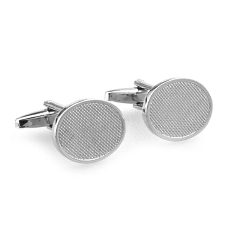 Wholesale Custom Silver Plain Metal Texture Cufflinks Business Suit Shirt Wedding Tuxedo Jewelry Accessory for Men