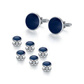 Daili 8pcs Set Classic Blue Brass Cuff Links Man's DIY Studs Business Shirt Anniversary Engagement Wedding Party Gift Occasions
