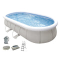 Jilong 17449-1EU Avenli Frame Oval Pool Set 800Gal Sand Pump and Ladder Cover Ground Cloth