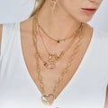 Custom Women Trendy CZ Micro Pave Zircon Gold Screw Clasp Carabiner Lock Cable Chain Necklace