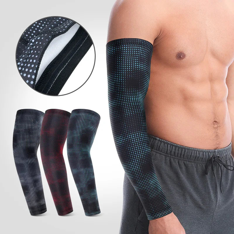 Outdoor Sport Cycling Arm Sleeves Summer Sun Protection Anti UV Cuff Arm Sleeves Brace Elastic Elbow Support
