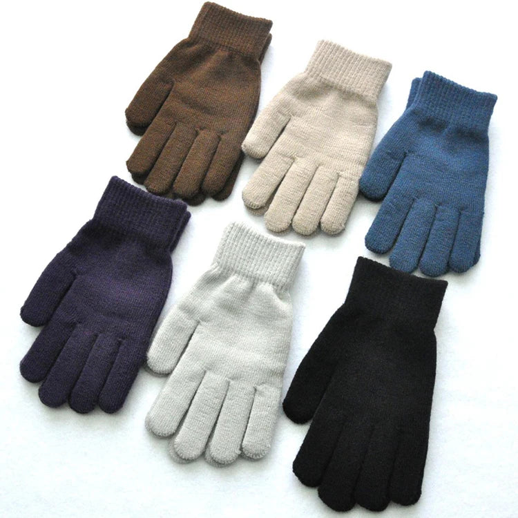 Men's Winter Full Finger Acrylic Gloves Custom Logo Warm Wool Knitted Mittens for Cycling Solid & Casual Scene