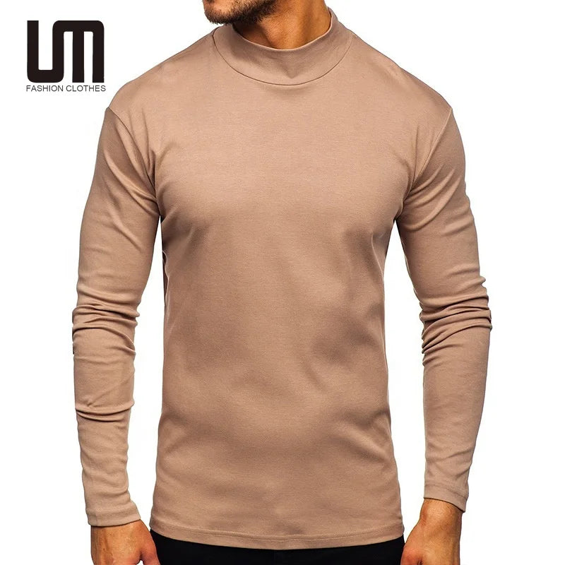 OEM Wholesale Hot Selling Trends Autumn Winter Basic Warm Long Sleeve Blouse Pullover Tops T Shirts for Men