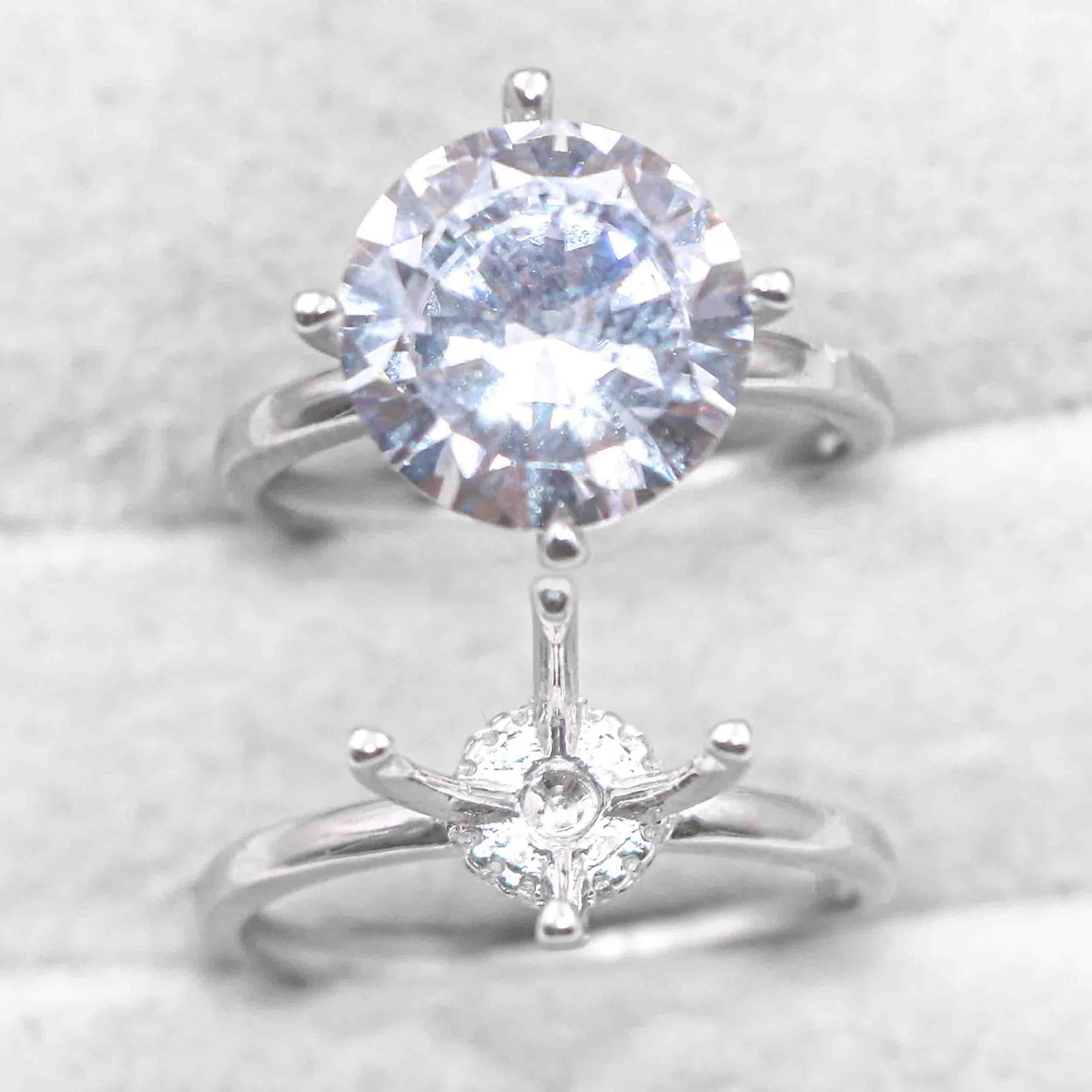 Sterling Silver 11mm/5 Carat Semi Mount Ring Frame Blank Moissanite Diamond Setting Base Without Center Stone Inlay for DIY