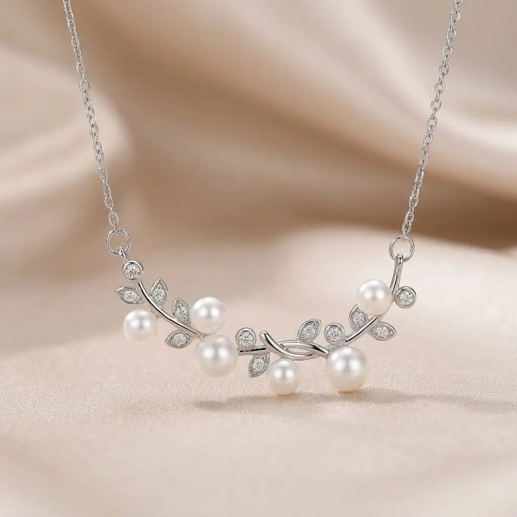 4-5mm Genuine Freshwater Pearl Laurel Vine Smile Necklace Eco-friendly High Quality Real Pearl Jewelry Lead Nickel Free Women