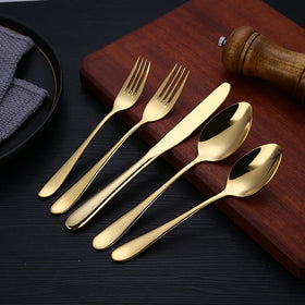 Restaurant Quality American Style Stainless Steel Cutlery Set Golden Handle Bulk Flatware Custom Logo Back School SLD Brand