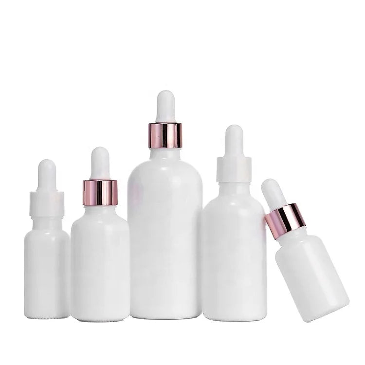Glass Dropper Bottle White Porcelain 10ml 15ml 20ml 30ml 50ml 100ml Cosmetic Serum Pipette Vials Essential Oil Dropper Bottle
